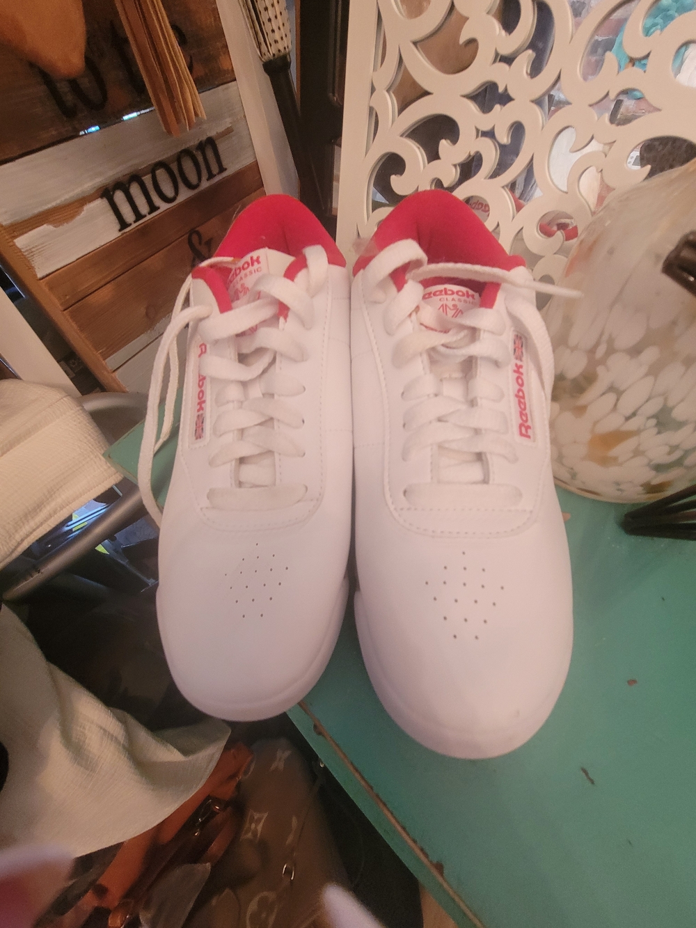 Reebok White & Red Classic Sneakers. Nwot